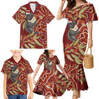 Australia Santa Koala Family Matching Mermaid Dress and Hawaiian Shirt Aboriginal Style