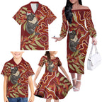 Australia Santa Koala Family Matching Off The Shoulder Long Sleeve Dress and Hawaiian Shirt Aboriginal Style
