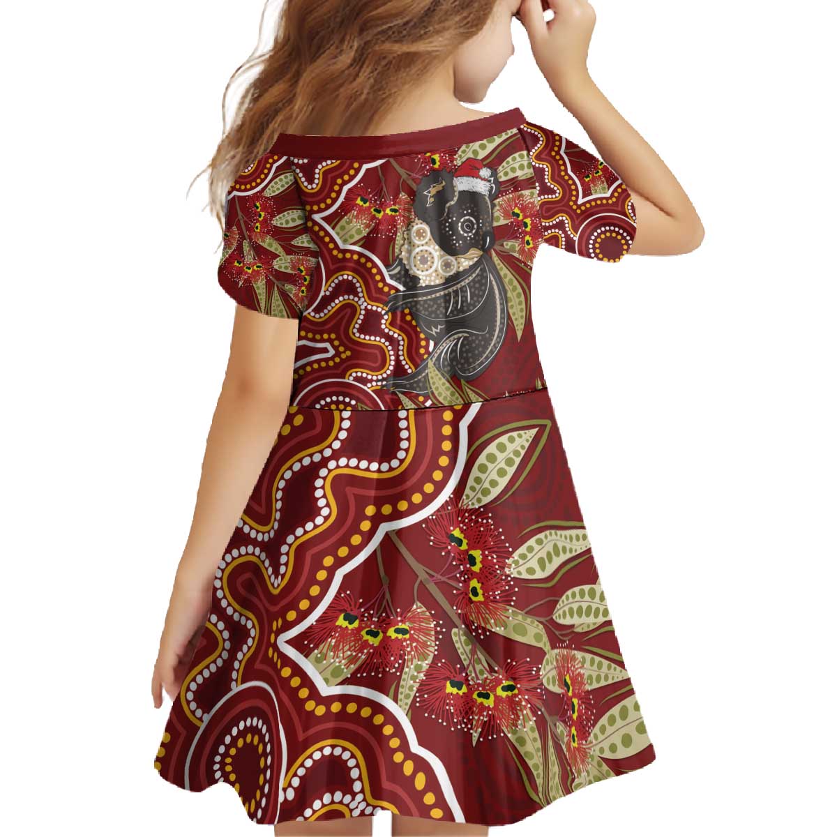 Australia Santa Koala Family Matching Off The Shoulder Long Sleeve Dress and Hawaiian Shirt Aboriginal Style