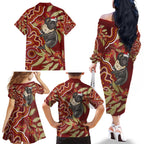 Australia Santa Koala Family Matching Off The Shoulder Long Sleeve Dress and Hawaiian Shirt Aboriginal Style