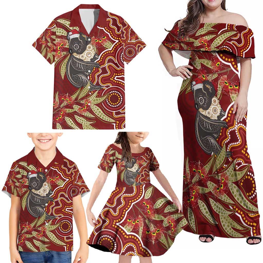Australia Santa Koala Family Matching Off Shoulder Maxi Dress and Hawaiian Shirt Aboriginal Style