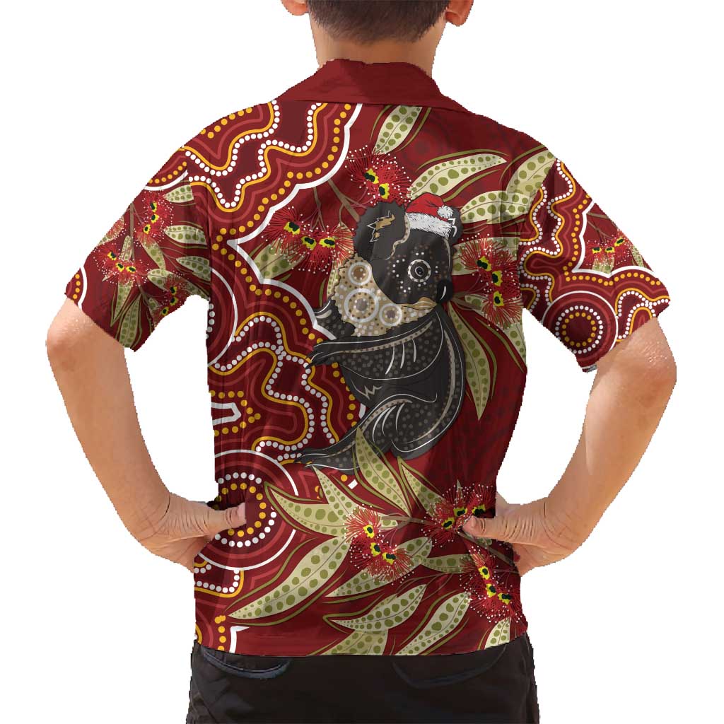 Australia Santa Koala Family Matching Off Shoulder Maxi Dress and Hawaiian Shirt Aboriginal Style