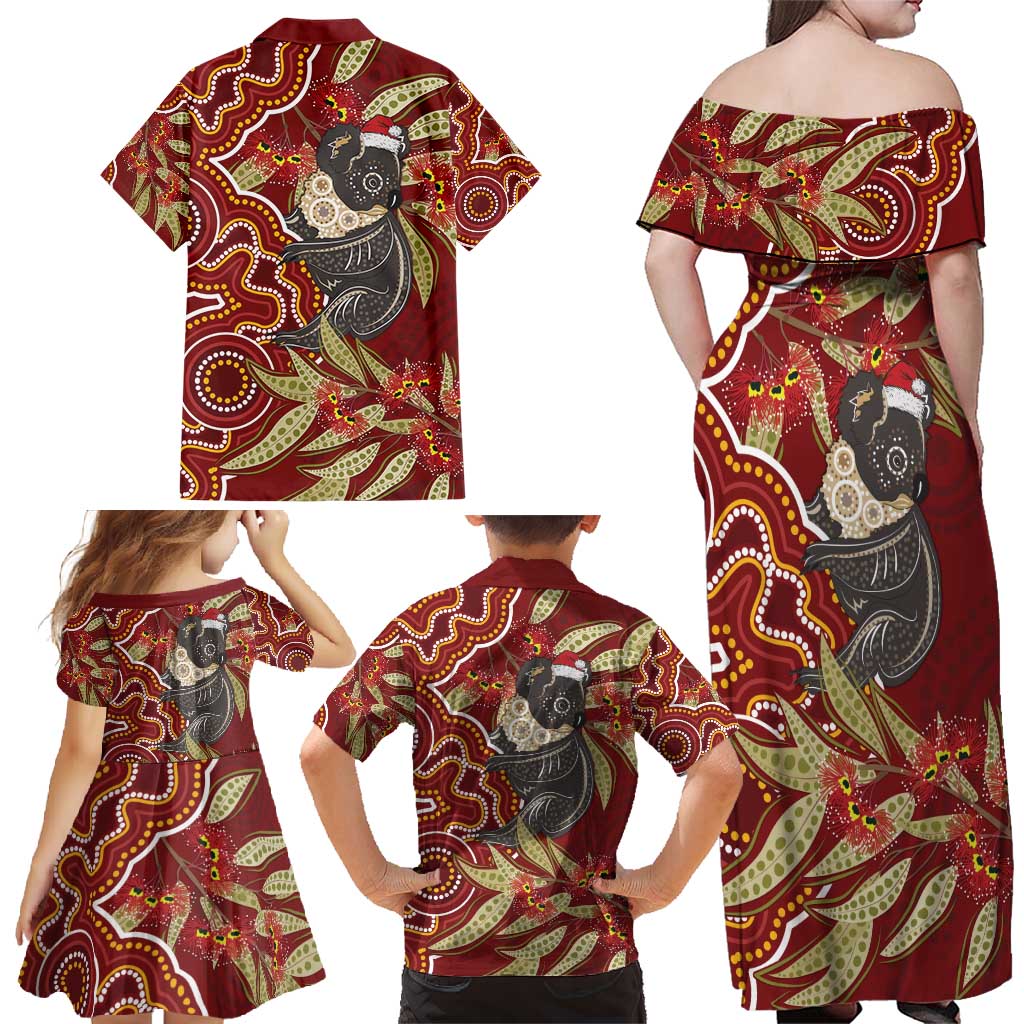 Australia Santa Koala Family Matching Off Shoulder Maxi Dress and Hawaiian Shirt Aboriginal Style