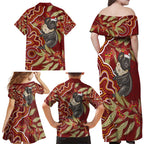 Australia Santa Koala Family Matching Off Shoulder Maxi Dress and Hawaiian Shirt Aboriginal Style