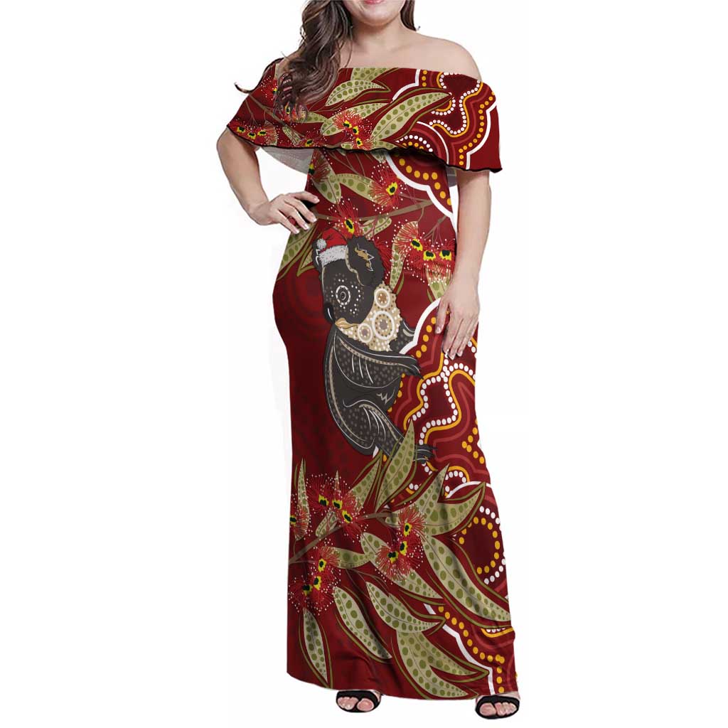 Australia Santa Koala Family Matching Off Shoulder Maxi Dress and Hawaiian Shirt Aboriginal Style