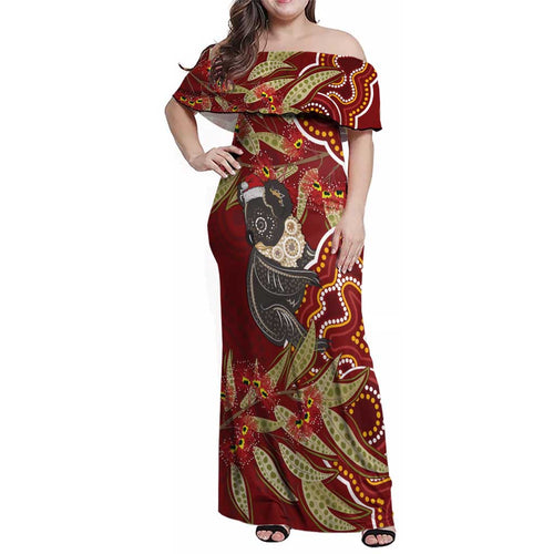 Australia Santa Koala Family Matching Off Shoulder Maxi Dress and Hawaiian Shirt Aboriginal Style