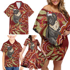 Australia Santa Koala Family Matching Off Shoulder Short Dress and Hawaiian Shirt Aboriginal Style