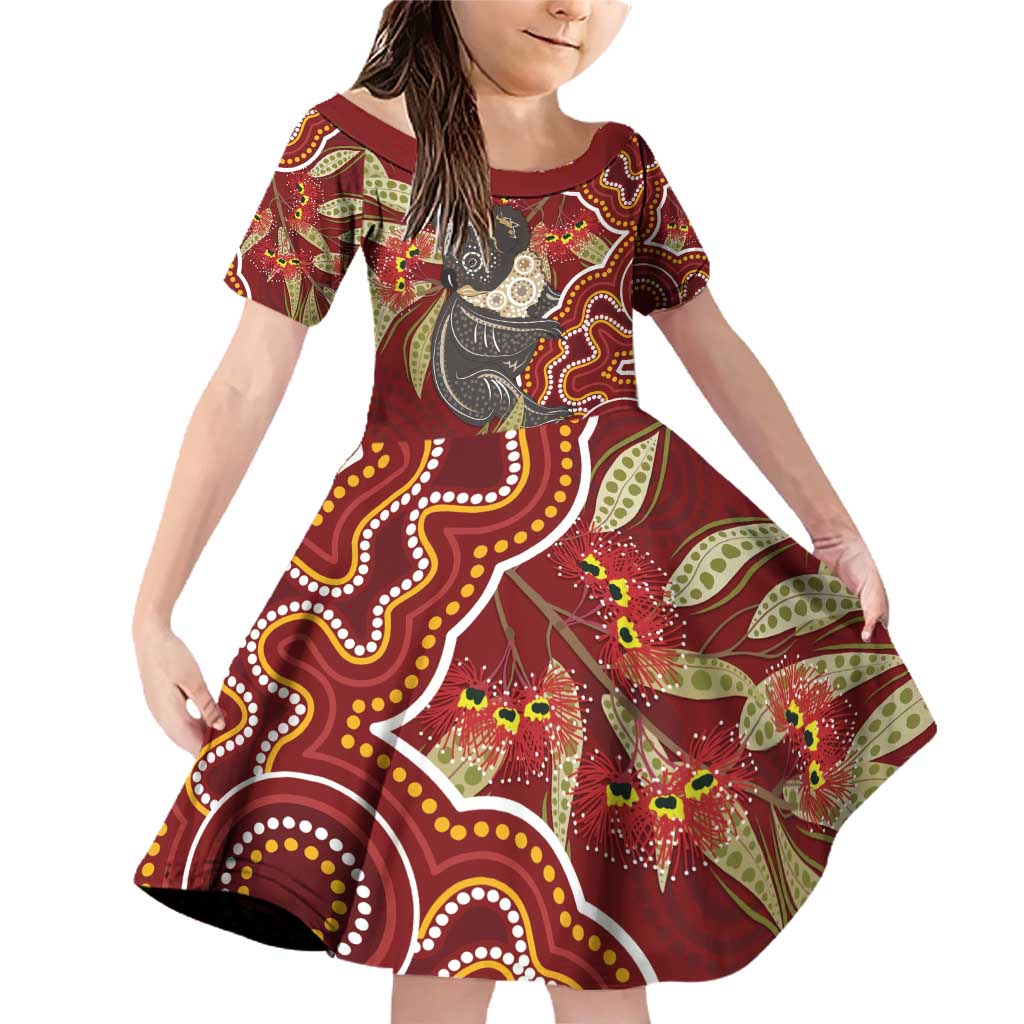 Australia Santa Koala Family Matching Off Shoulder Short Dress and Hawaiian Shirt Aboriginal Style