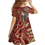 Australia Santa Koala Family Matching Off Shoulder Short Dress and Hawaiian Shirt Aboriginal Style