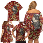 Australia Santa Koala Family Matching Off Shoulder Short Dress and Hawaiian Shirt Aboriginal Style
