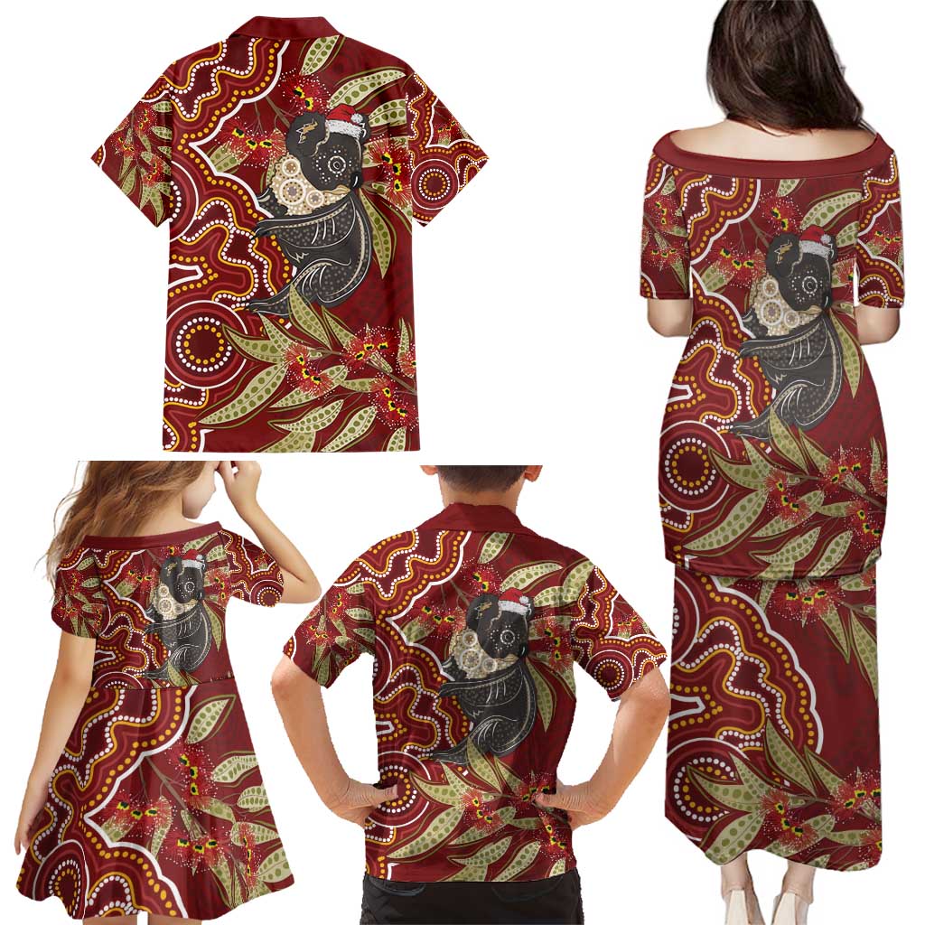 Australia Santa Koala Family Matching Puletasi and Hawaiian Shirt Aboriginal Style