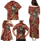 Australia Santa Koala Family Matching Puletasi and Hawaiian Shirt Aboriginal Style