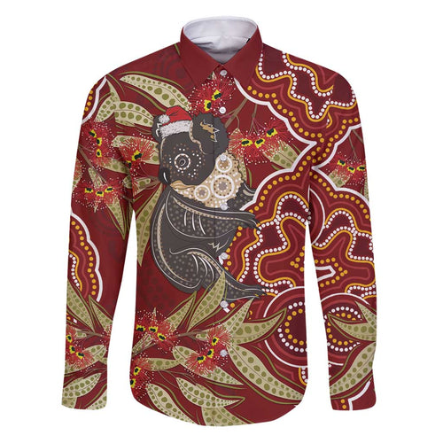 Australia Santa Koala Family Matching Puletasi and Hawaiian Shirt Aboriginal Style