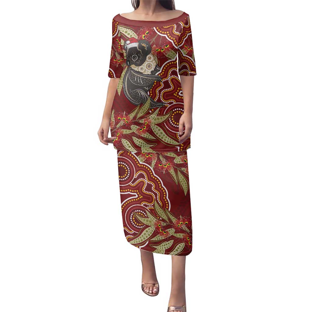 Australia Santa Koala Family Matching Puletasi and Hawaiian Shirt Aboriginal Style