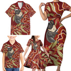 Australia Santa Koala Family Matching Short Sleeve Bodycon Dress and Hawaiian Shirt Aboriginal Style