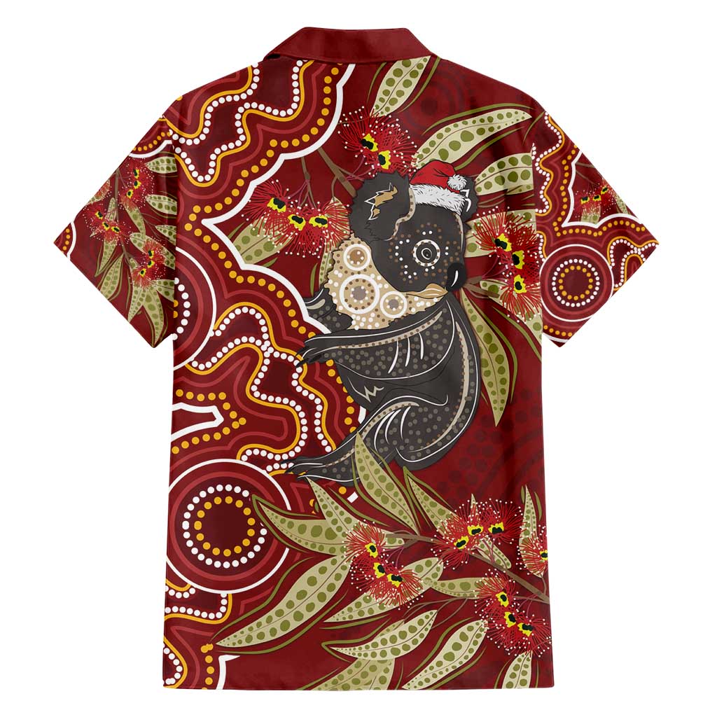 Australia Santa Koala Family Matching Short Sleeve Bodycon Dress and Hawaiian Shirt Aboriginal Style