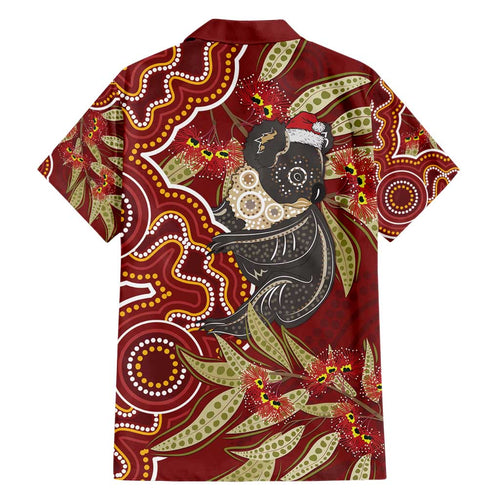 Australia Santa Koala Family Matching Short Sleeve Bodycon Dress and Hawaiian Shirt Aboriginal Style