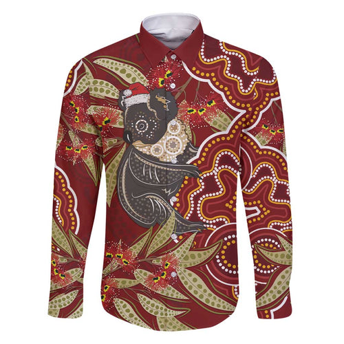 Australia Santa Koala Family Matching Short Sleeve Bodycon Dress and Hawaiian Shirt Aboriginal Style