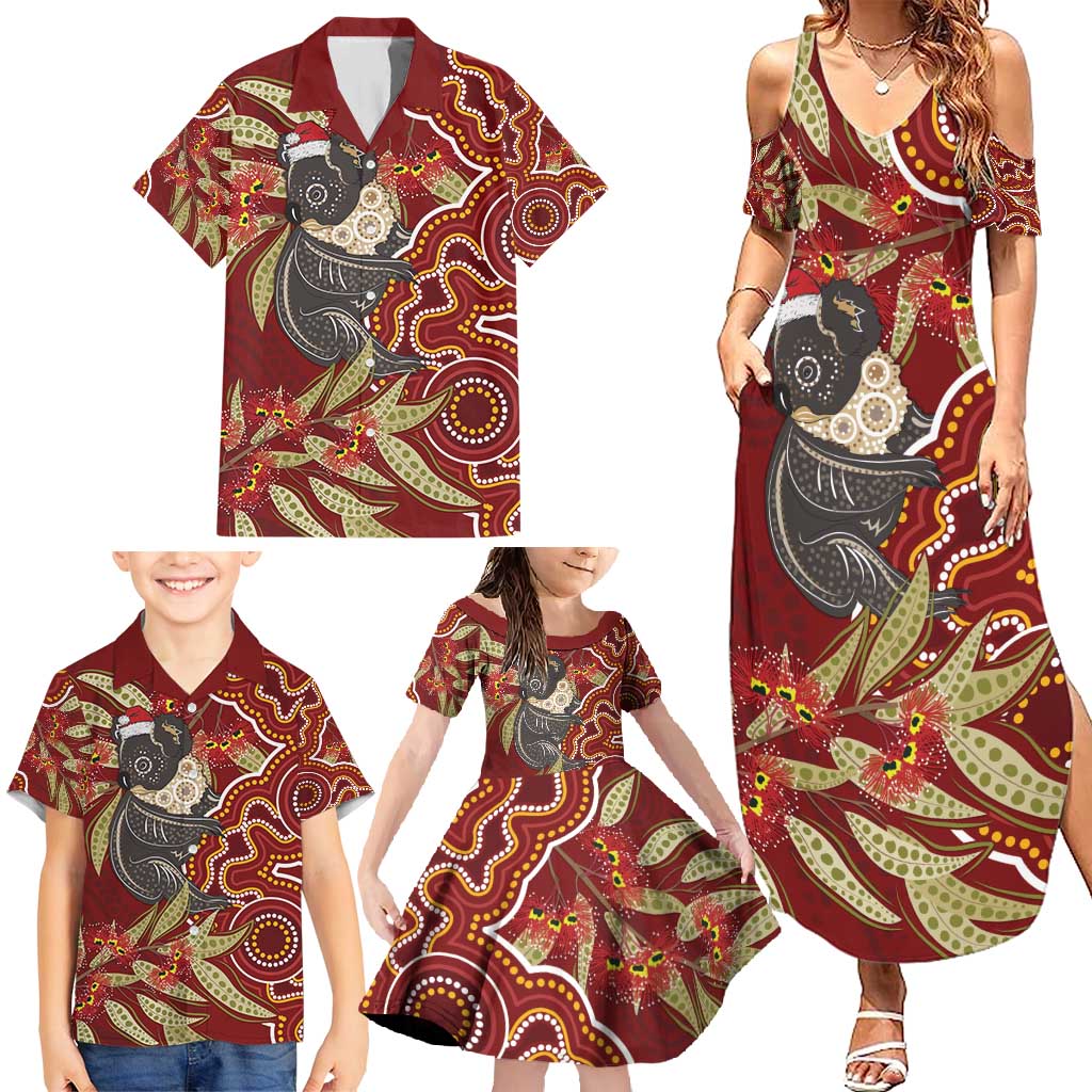Australia Santa Koala Family Matching Summer Maxi Dress and Hawaiian Shirt Aboriginal Style