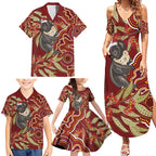 Australia Santa Koala Family Matching Summer Maxi Dress and Hawaiian Shirt Aboriginal Style