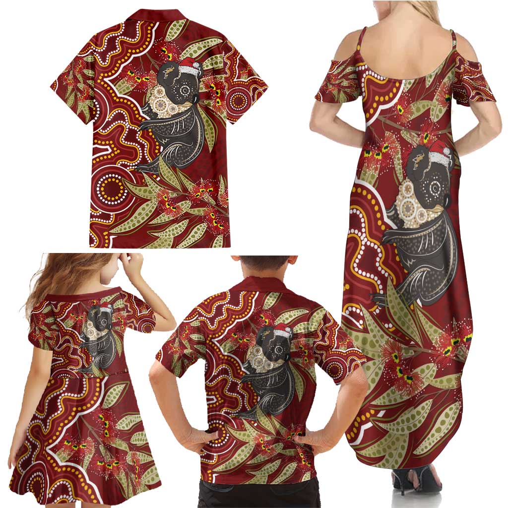 Australia Santa Koala Family Matching Summer Maxi Dress and Hawaiian Shirt Aboriginal Style