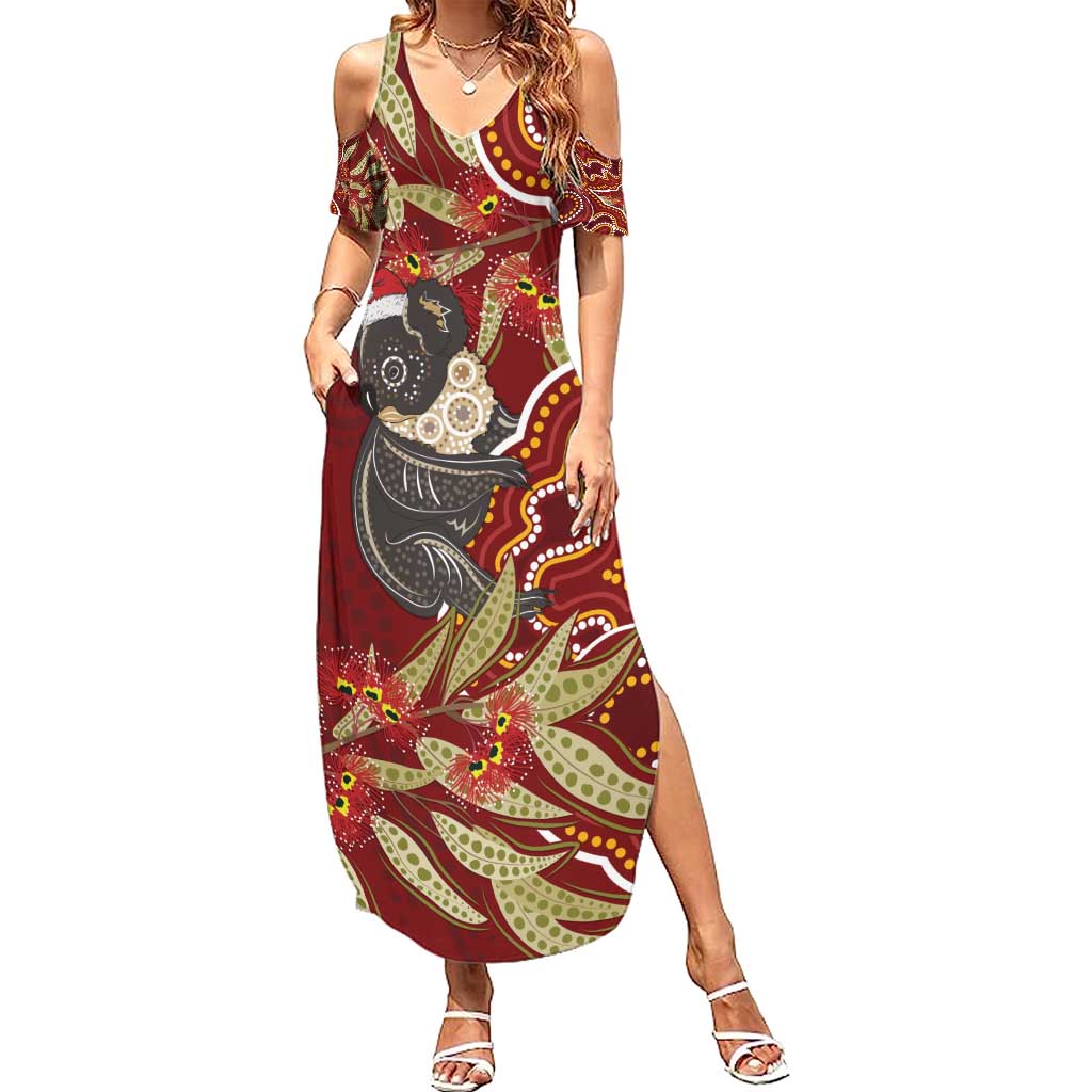 Australia Santa Koala Family Matching Summer Maxi Dress and Hawaiian Shirt Aboriginal Style