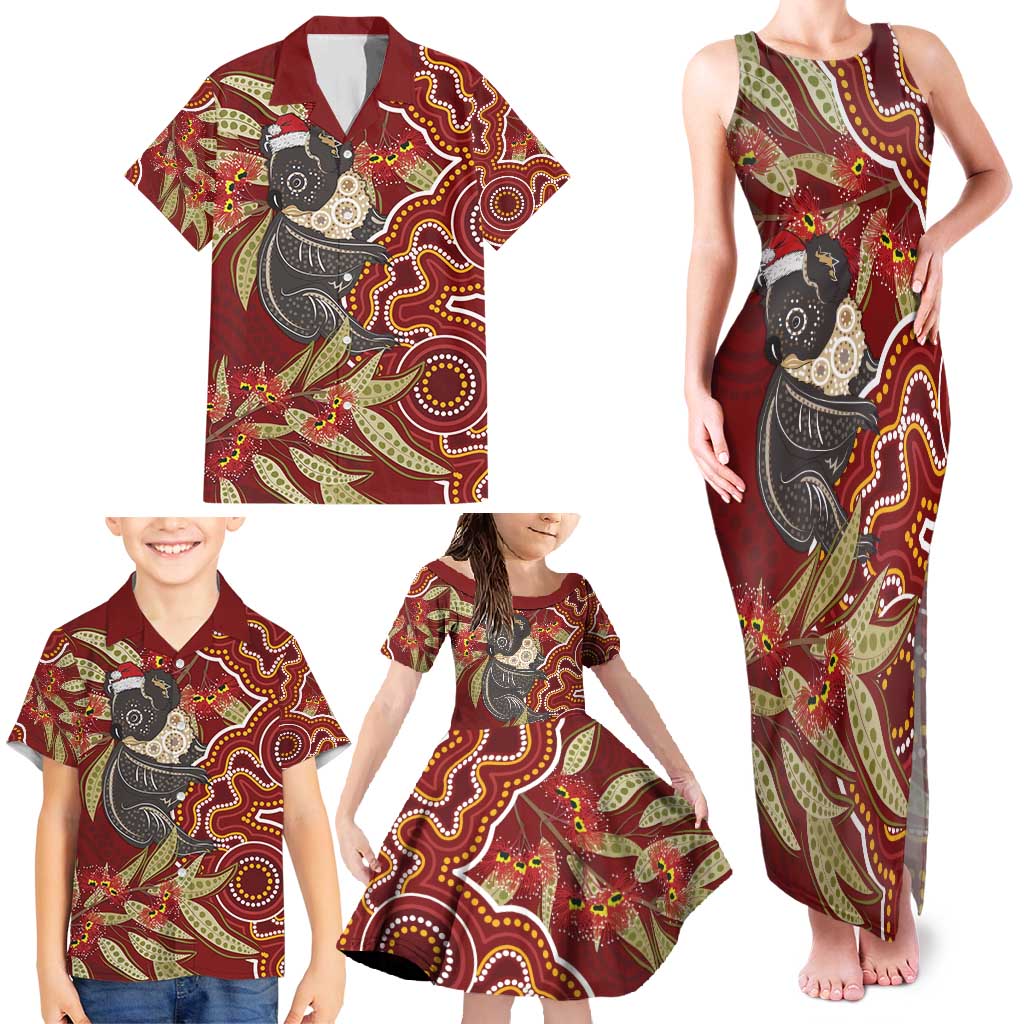 Australia Santa Koala Family Matching Tank Maxi Dress and Hawaiian Shirt Aboriginal Style