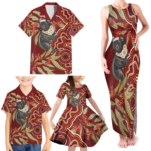 Australia Santa Koala Family Matching Tank Maxi Dress and Hawaiian Shirt Aboriginal Style