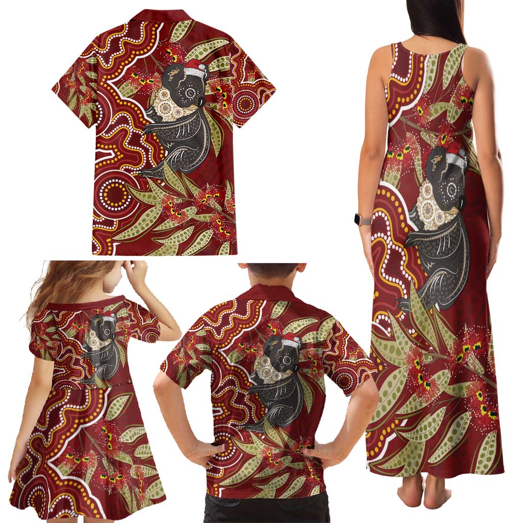 Australia Santa Koala Family Matching Tank Maxi Dress and Hawaiian Shirt Aboriginal Style
