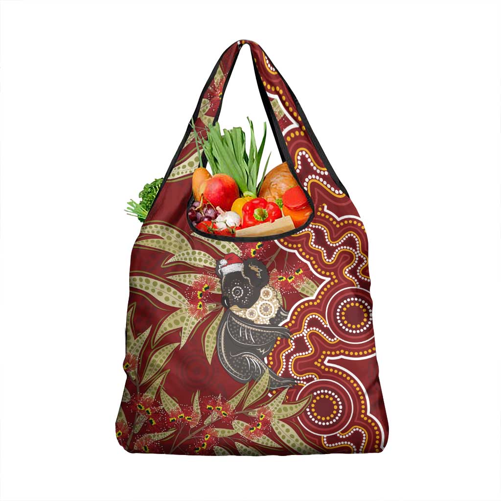 Australia Santa Koala Grocery Bag Aboriginal Style