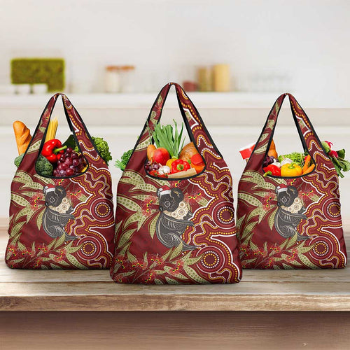 Australia Santa Koala Grocery Bag Aboriginal Style