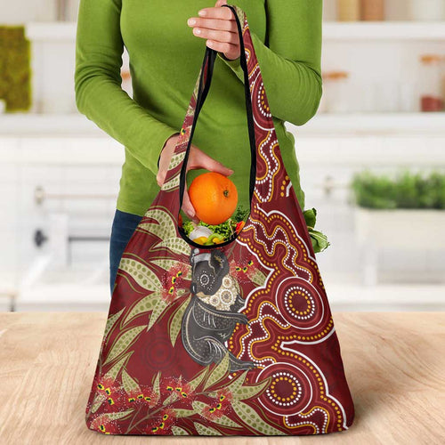 Australia Santa Koala Grocery Bag Aboriginal Style