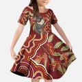 Australia Santa Koala Kid Short Sleeve Dress Aboriginal Style