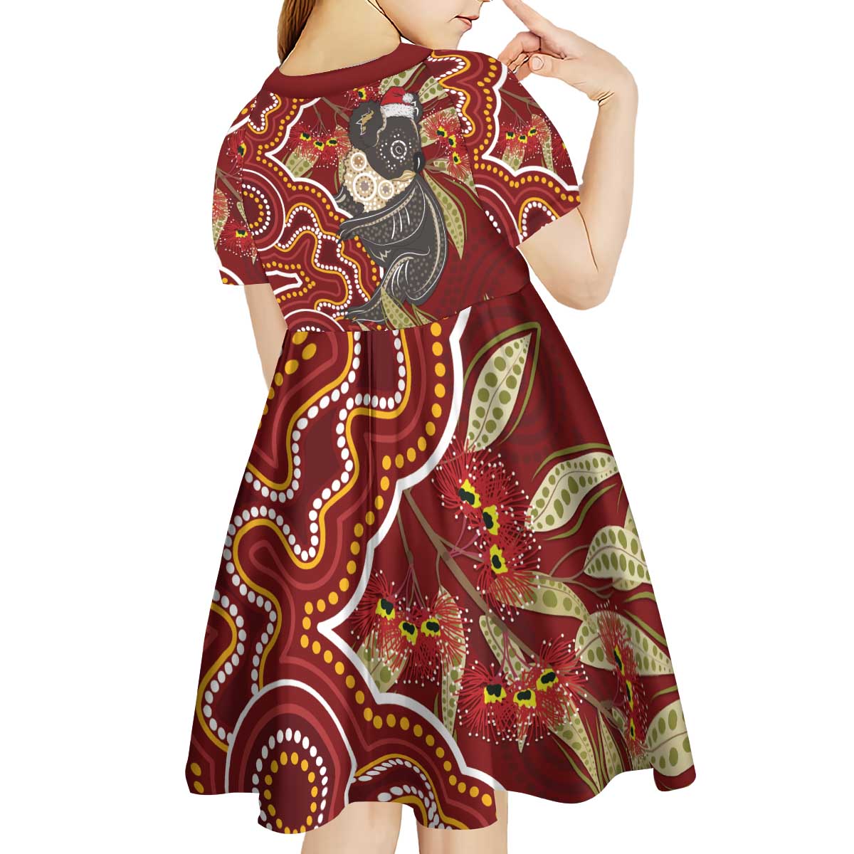 Australia Santa Koala Kid Short Sleeve Dress Aboriginal Style
