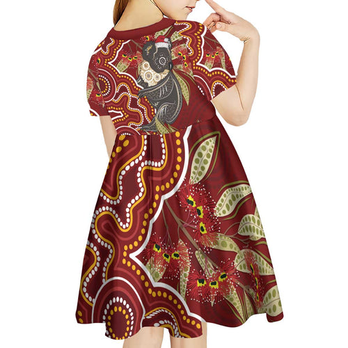 Australia Santa Koala Kid Short Sleeve Dress Aboriginal Style