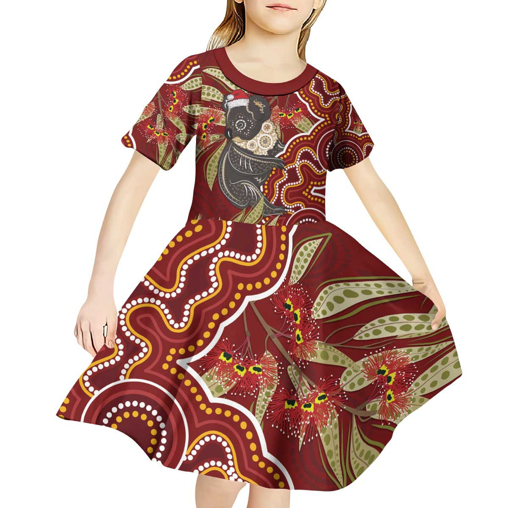 Australia Santa Koala Kid Short Sleeve Dress Aboriginal Style