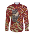 Australia Santa Koala Long Sleeve Button Shirt Aboriginal Style