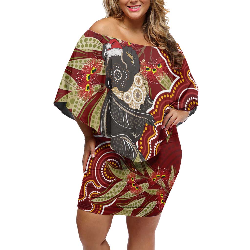 Australia Santa Koala Off Shoulder Short Dress Aboriginal Style