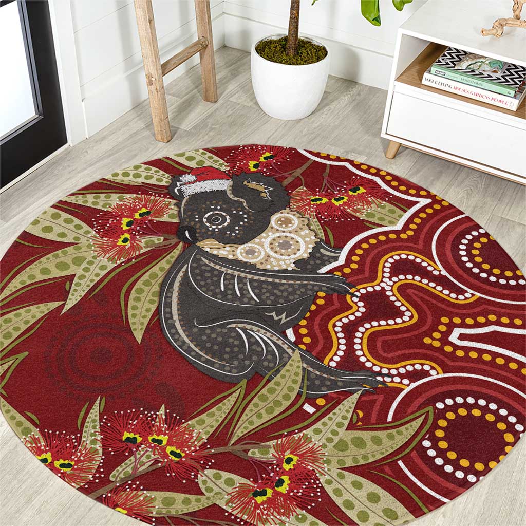 Australia Santa Koala Round Carpet Aboriginal Style