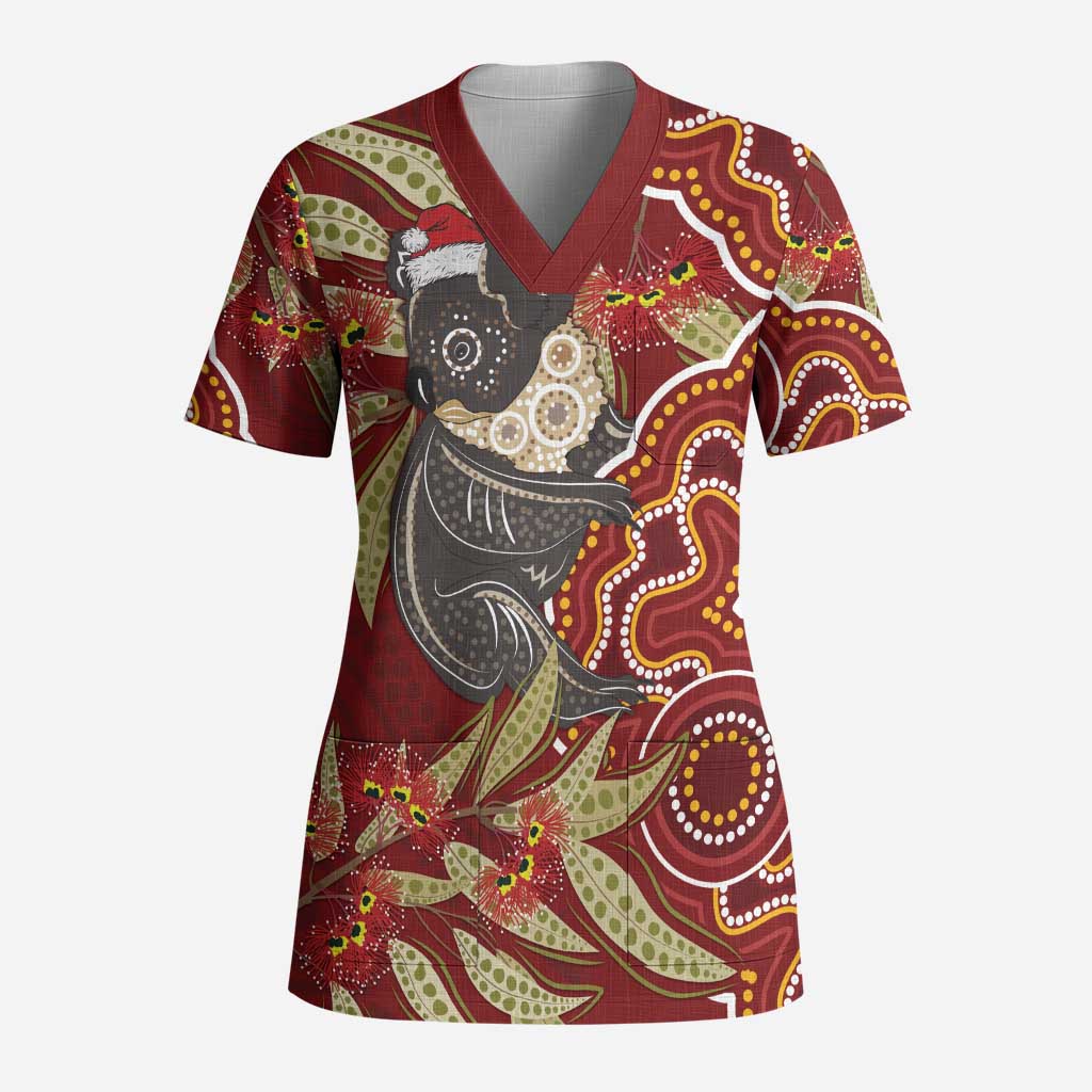 Australia Santa Koala Scrub Top Aboriginal Style - Aussie Hoodie