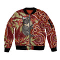 Australia Santa Koala Sleeve Zip Bomber Jacket Aboriginal Style