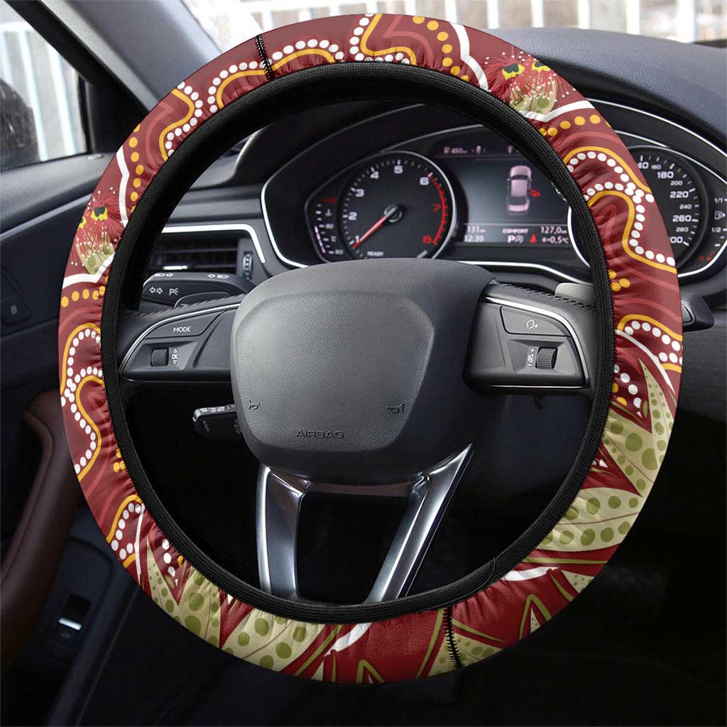Australia Santa Koala Steering Wheel Cover Aboriginal Style
