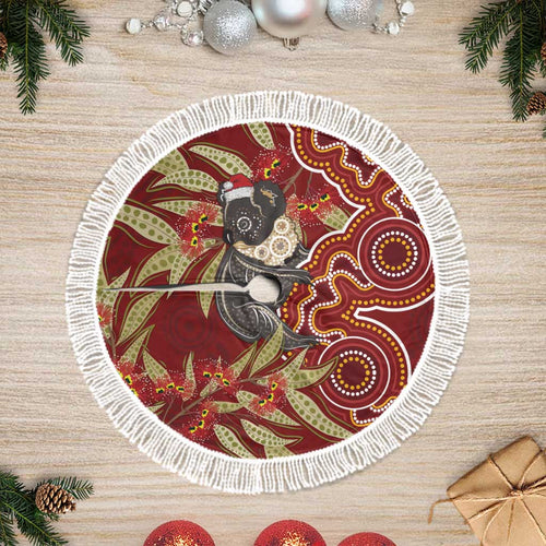 Australia Santa Koala Tree Skirt Aboriginal Style