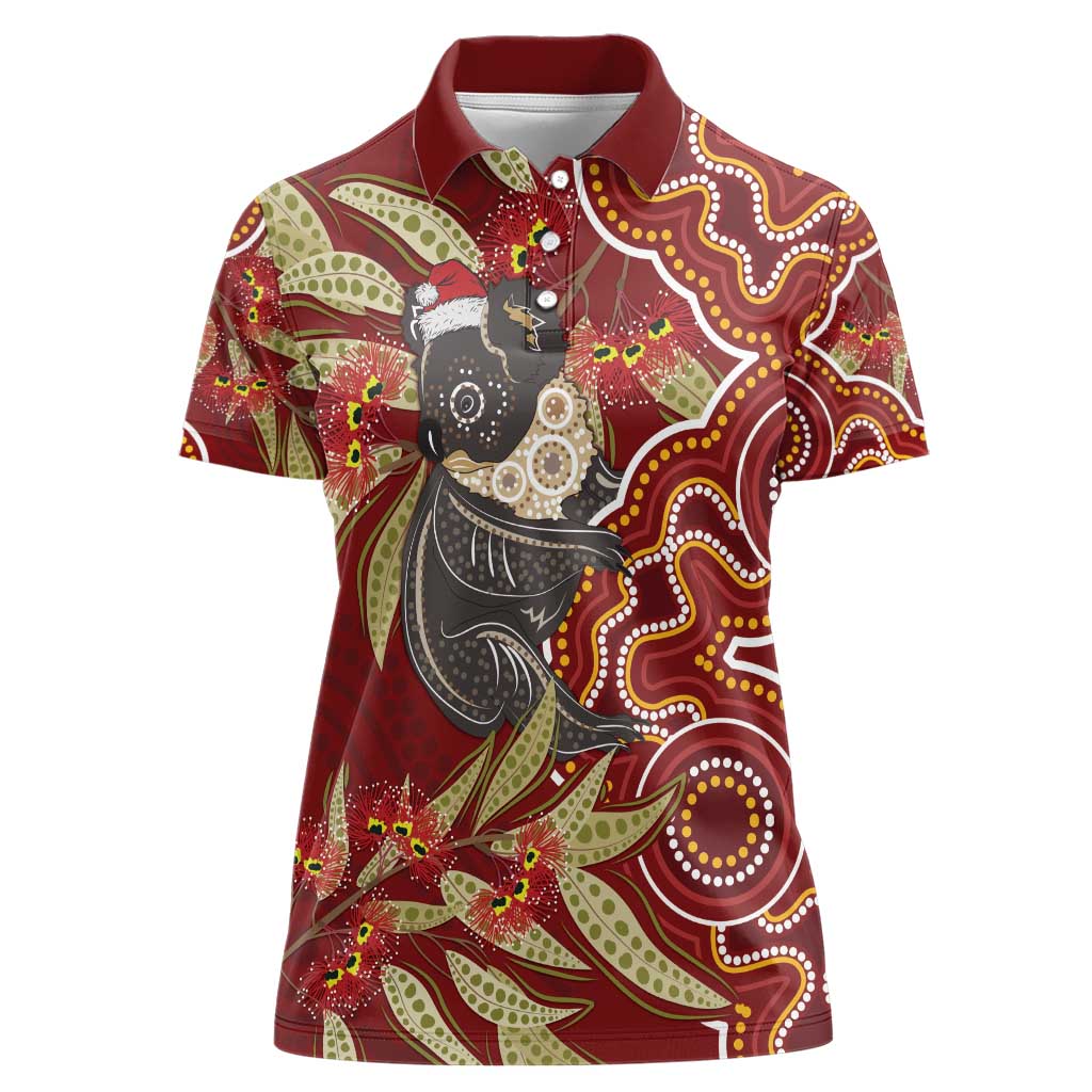 Australia Santa Koala Women Polo Shirt Aboriginal Style