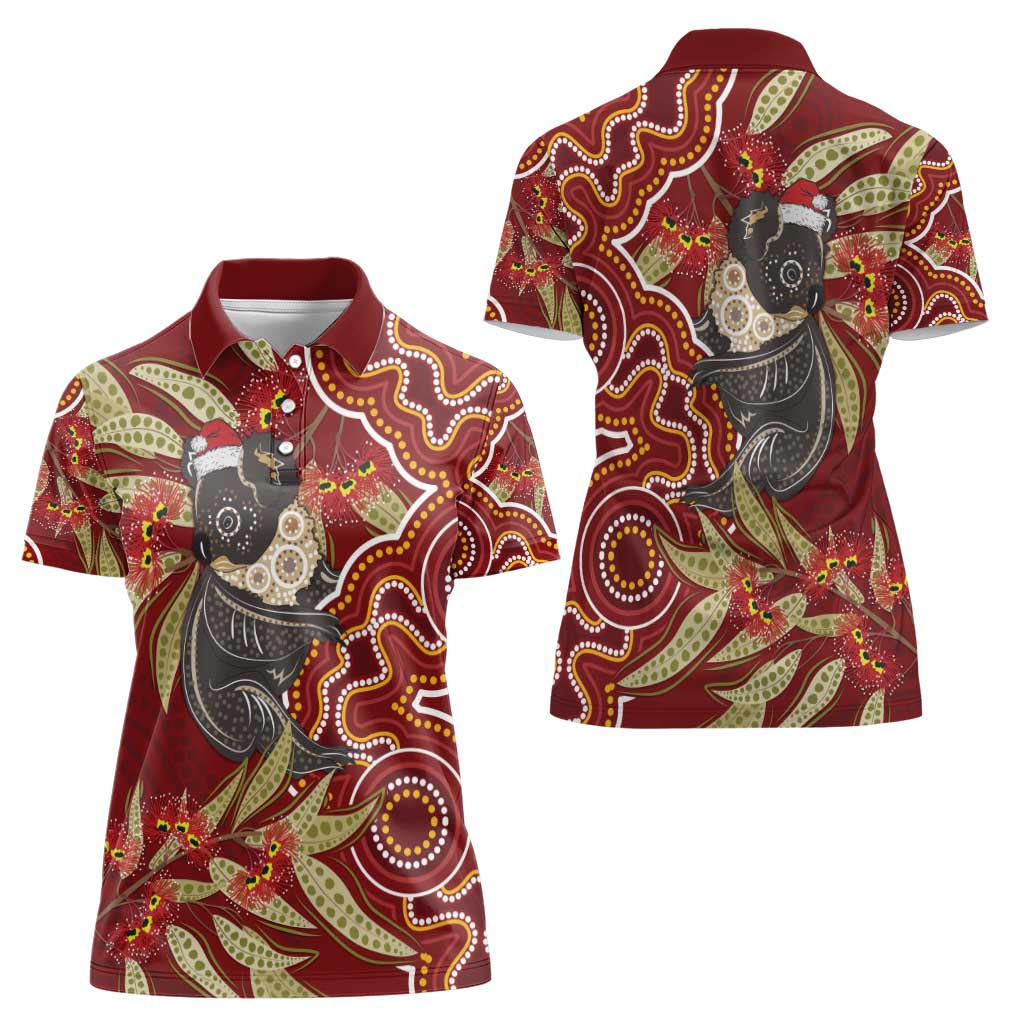 Australia Santa Koala Women Polo Shirt Aboriginal Style