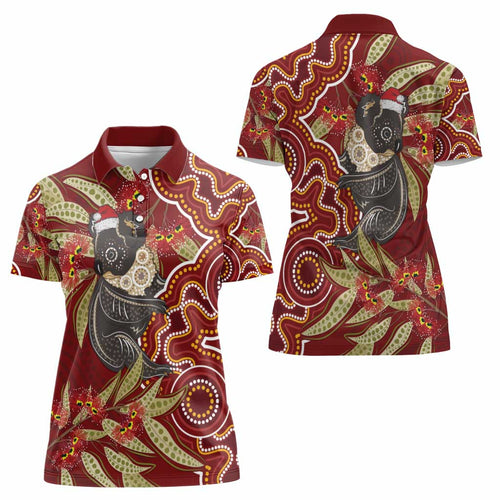 Australia Santa Koala Women Polo Shirt Aboriginal Style