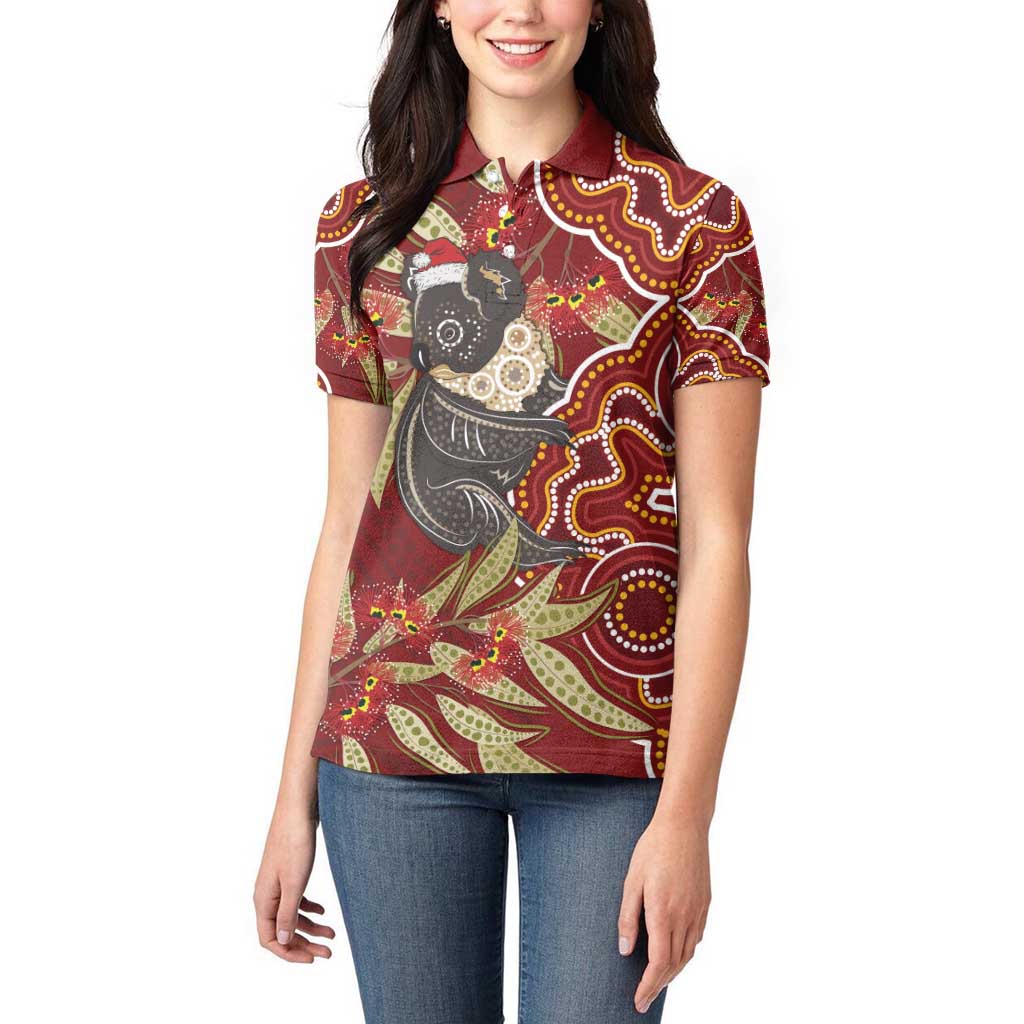 Australia Santa Koala Women Polo Shirt Aboriginal Style