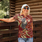 Australia Santa Koala Women Polo Shirt Aboriginal Style
