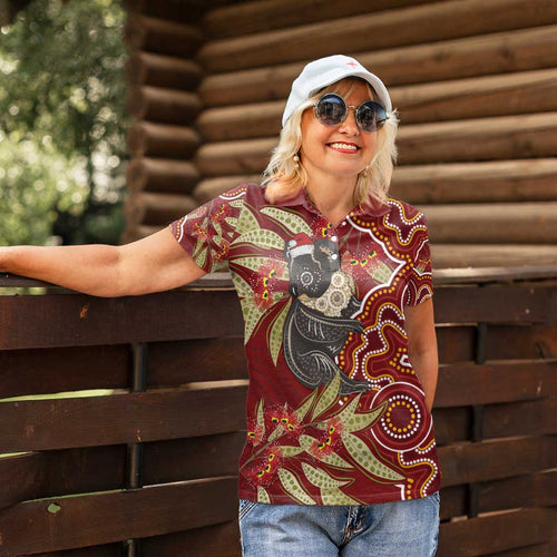 Australia Santa Koala Women Polo Shirt Aboriginal Style