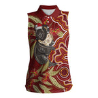Australia Santa Koala Women Sleeveless Polo Shirt Aboriginal Style